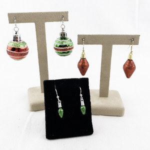 lot 60 image: Set of 3 Pairs Holiday Ornament Earrings with Glitter Finish