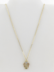 lot 62 image: Gold Tone Angel Pendant Necklace with Red and Clear Stones