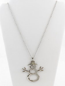 lot 65 image: Silver Tone Snowman Pendant Necklace with Chain