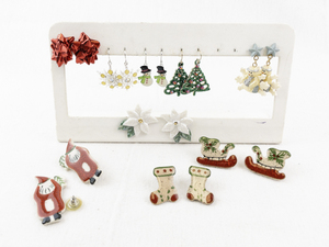 lot 74 image: Collection of Christmas Holiday Earrings and Festive Pins
