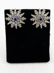 lot 75 image: Christopher Radko Snowflake Earrings with Blue Center Stone