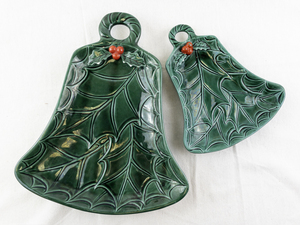 lot 82 image: Eldon USA Ceramic Christmas Bell-Shaped Dishes, Set of 2