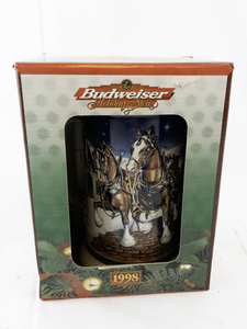 lot 87E image: 1998 Budweiser Holiday Stein Grants Farm Clydesdale with Box and COA