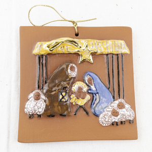 lot 109 image: Austrian Handcrafted Nativity Scene Clay Ornament