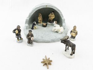 lot 110 image: Alaska Themed Nativity Scene Set with Igloo and Figurines