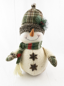 lot 114 image: Plush Snowman Decor with Scarf and Plaid Hat