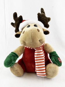 lot 127 image: Animated Holiday Moose Plush with Santa Hat and Scarf -Working