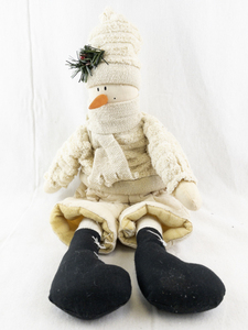lot 128 image: Plush Fabric Snowman Doll with Winter Outfit and Black Boots