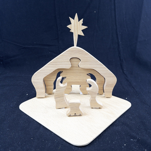 lot 131 image: Handcrafted Wooden Nativity Scene Puzzle Set