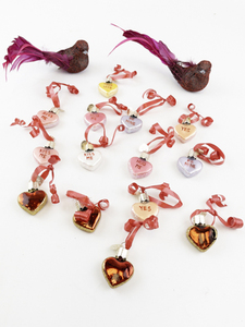 lot 133 image: Old World Christmas Valentine Heart and Bird Ornaments Set with Original Boxes
