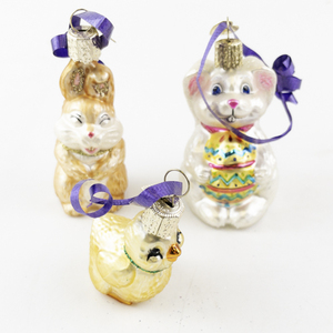 lot 136 image: Set of 3 Vintage Old World Christmas Glass Easter Animal Ornaments