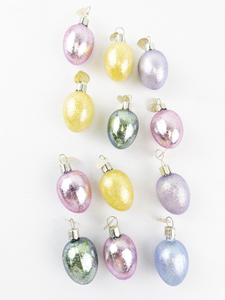 lot 140 image: Set of 12 Old World Christmas Glass Egg Ornaments in Assorted Pastel Colors