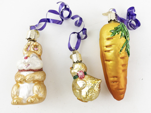 lot 143 image: Set of 3 Vintage Old World Christmas Glass Easter-Themed Ornaments