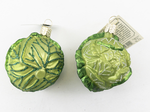 lot 146 image: Set of 2 Old World Christmas Cabbage Glass Ornaments