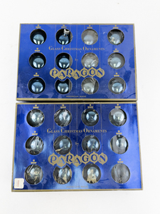 lot 147 image: Set of 24 Paragon Blue Glass Christmas Ornaments in Original Boxes