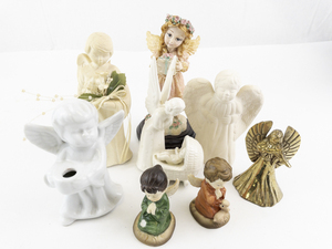 lot 154 image: Collection of 8 Angel Figurines Assorted Materials and Finishes