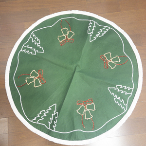 lot 161 image: Green Christmas Tree Skirt with Bell and Tree Embroidery