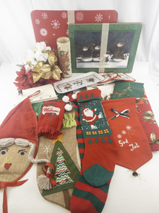lot 162A image: Collection of Vintage and Handmade Christmas Linens, Stockings, and Decor