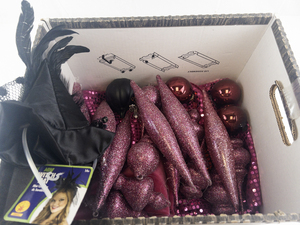 lot 166 image: Collection of Pink Glitter Christmas Ornaments and Decorative Halloween Accessory