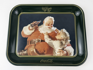 lot 15A image: 1983 Vintage Coca-Cola Santa Clause Metal Tray