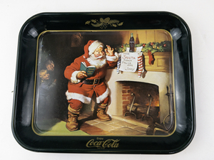 lot 15B image: Vintage Coca-Cola Santa Claus Metal Serving Tray
