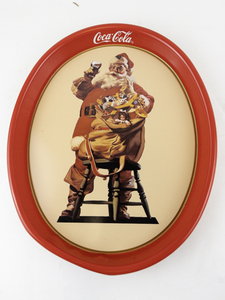 lot 15D image: 1987 Coca-Cola Santa Claus Tin Serving Tray with Red Rim