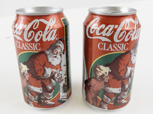 lot 15F image: Pair of 1996 Coca-Cola Classic Santa Claus Coin Bank Cans
