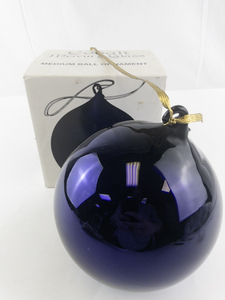 lot 16H image: Cobalt Mercury Glass Medium Ball Handmade Ornament by Department 56 with Box