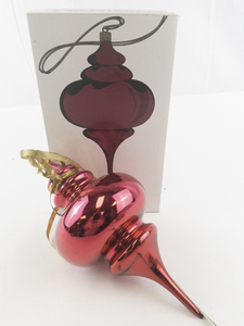 lot 16J image: Department 56 Mercury Glass Tear Drop Finial Ornament with Box