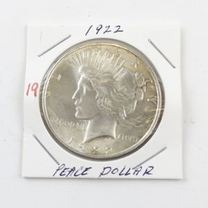 lot 19 image: 1922 Peace Silver Dollar Coin