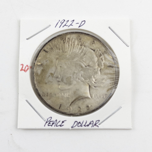 lot 20 image: 1922-D Peace Silver Dollar Coin