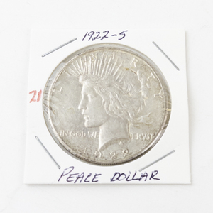 lot 21 image: 1922-S Peace Silver Dollar Coin