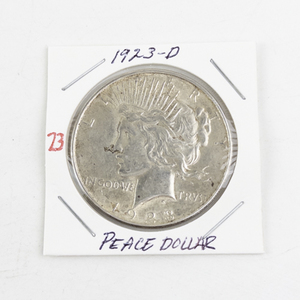 lot 23 image: 1923-D Peace Silver Dollar Coin