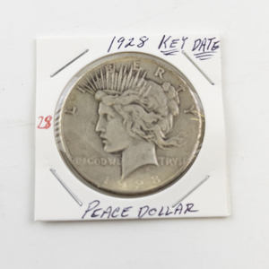 lot 28 image: 1928 Peace Dollar Key Date Silver Coin