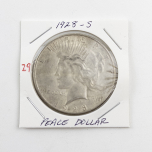 lot 29 image: 1928-S Peace Silver Dollar Coin
