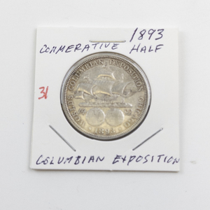 lot 31 image: 1893 Columbian Exposition Commemorative Half Dollar Coin