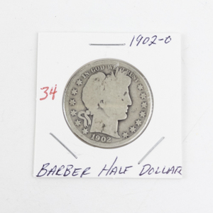 lot 34 image: 1902-O Barber Half Dollar Coin