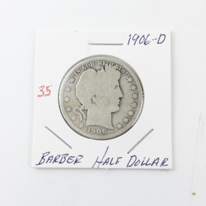 lot 35 image: 1906-D Barber Half Dollar Coin