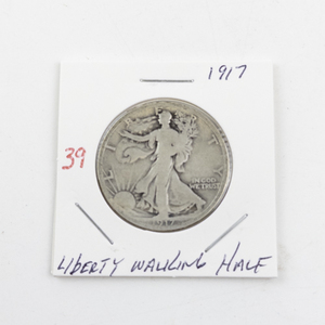 lot 39 image: 1917 Liberty Walking Half Dollar Silver Coin