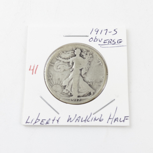 lot 41 image: 1917-S OBVERSE MINT MARK&nbspLiberty Walking Half Dollar Coin - SCARCE