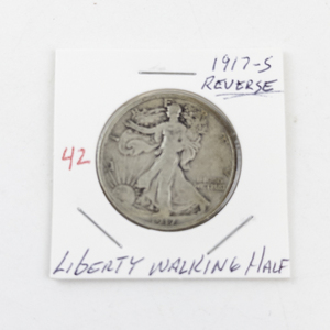 lot 42 image: 1917-S REVERSE MINT MARK&nbspLiberty Walking Half Dollar Coin