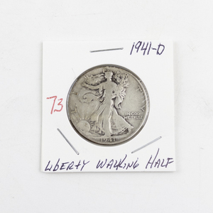 lot 73 image: 1941-D Liberty Walking Half Dollar Silver Coin