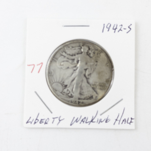 lot 77 image: 1942-S Liberty Walking Half Dollar Silver Coin