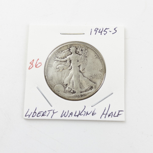 lot 86 image: 1945-S Liberty Walking Half Dollar Coin
