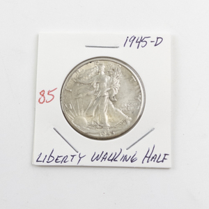 lot 85 image: 1945-D Liberty Walking Half Dollar Coin