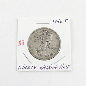 lot 88 image: 1946-D Liberty Walking Half Dollar Silver Coin