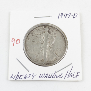 lot 90 image: 1947-D Liberty Walking Half Dollar Silver Coin
