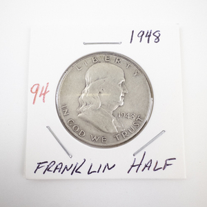 lot 94 image: 1948 Franklin Half Dollar Silver Coin