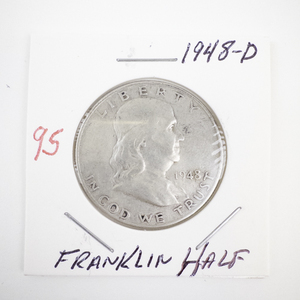 lot 95 image: 1948-D Franklin Half Dollar Silver Coin