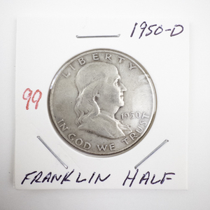 lot 99 image: 1950-D Franklin Half Dollar Silver Coin